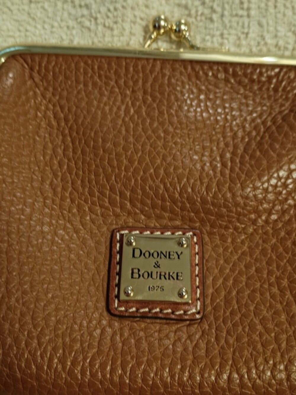 Dooney & Bourke Classic Brown Leather Kiss-Lock Coin Purse